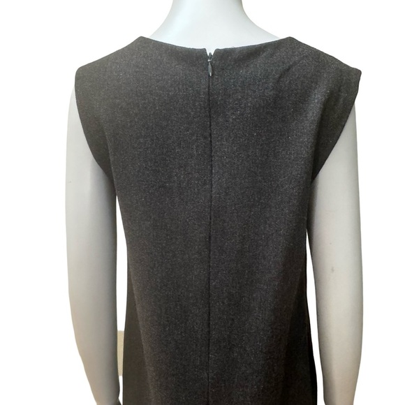 DONNA KARAN SIGNATURE Wool Flannel Sleeveless Sheath Midi Dress Charcoal Grey - Picture 10 of 16